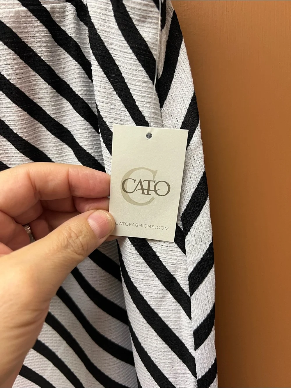 Cato Black & White Diagonal Stripe Asymmetric Skirt